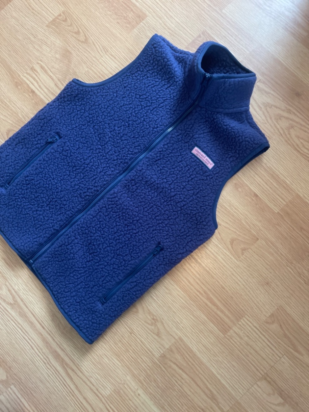Vineyard Vines Women’s Navy Blue Sherpa Cozy Zip Up Vest Size Large - Picture 3 of 9